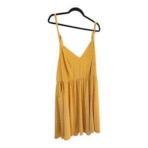 Torrid Plus Size 4 Mustard Yellow Floral Print Babydoll Cami Mini Dress with Poc